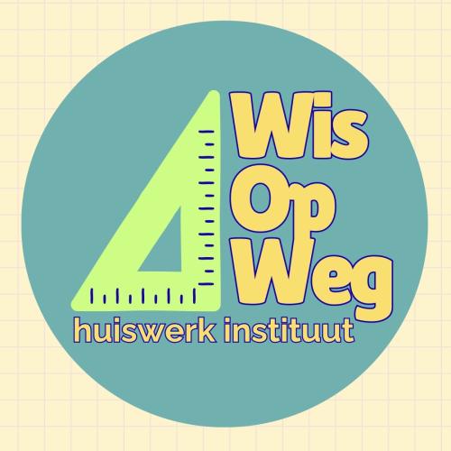 Wis Op Weg Huiswerk Instituut Logo links geodriehoek en rechts tekst